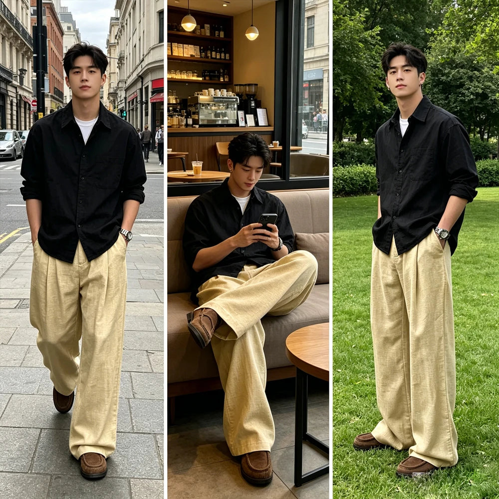 Pantalon en lin coupe ample – CLEVI Paris