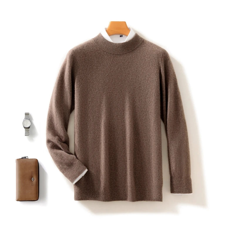 Pull homme en laine à col montant – CLEVI Paris