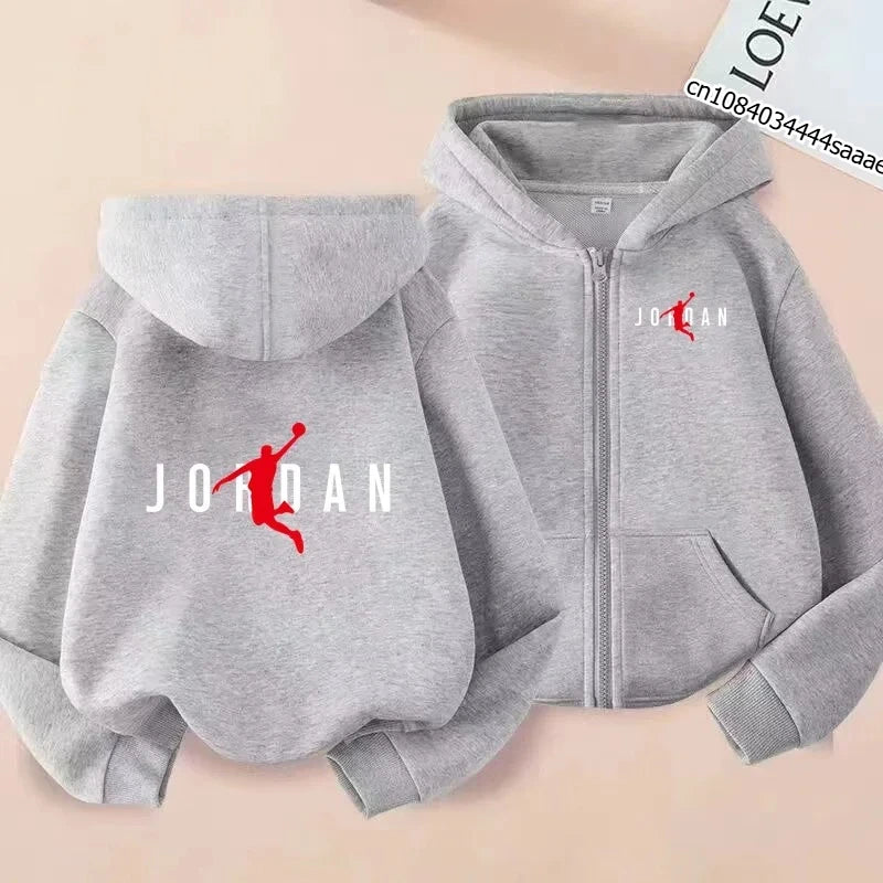 Sweat enfant à capuche zippé imprimé – CLEVI Paris