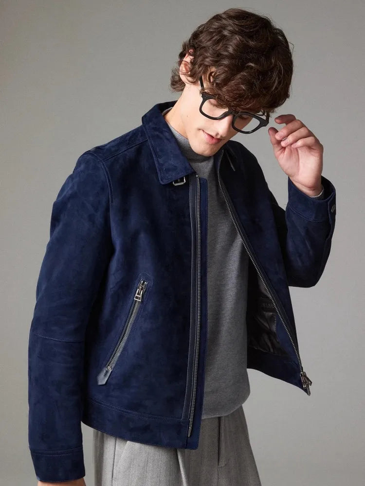 Veste homme en daim à coupe cintrée – CLEVI Paris