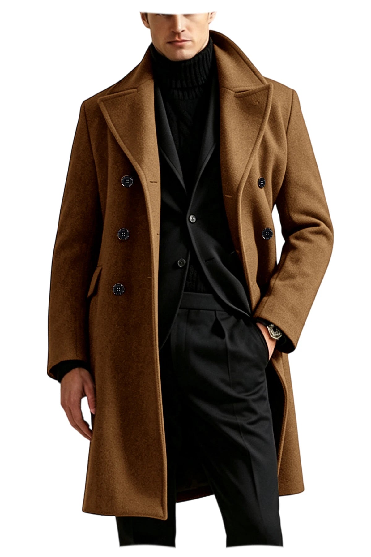 Manteau long homme laine mélangée croisé – CLEVI Paris