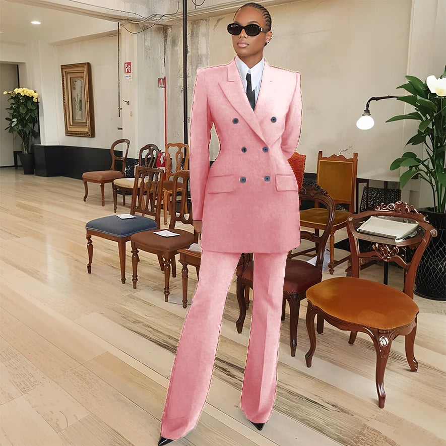 Tailleur femme blazer et pantalon évasé – CLEVI Paris
