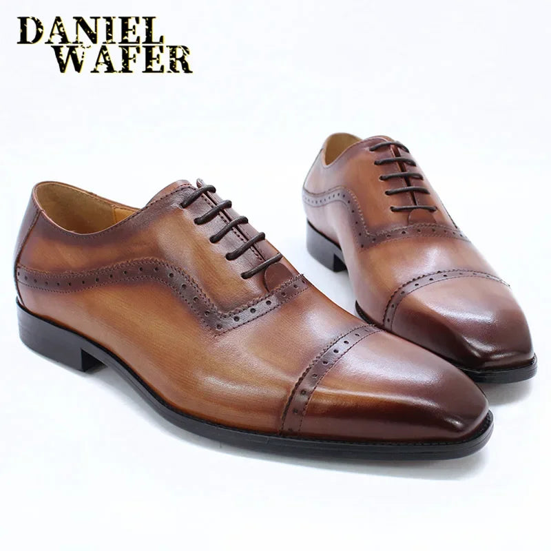 Oxford brogue homme en cuir à lacets – CLEVI Paris
