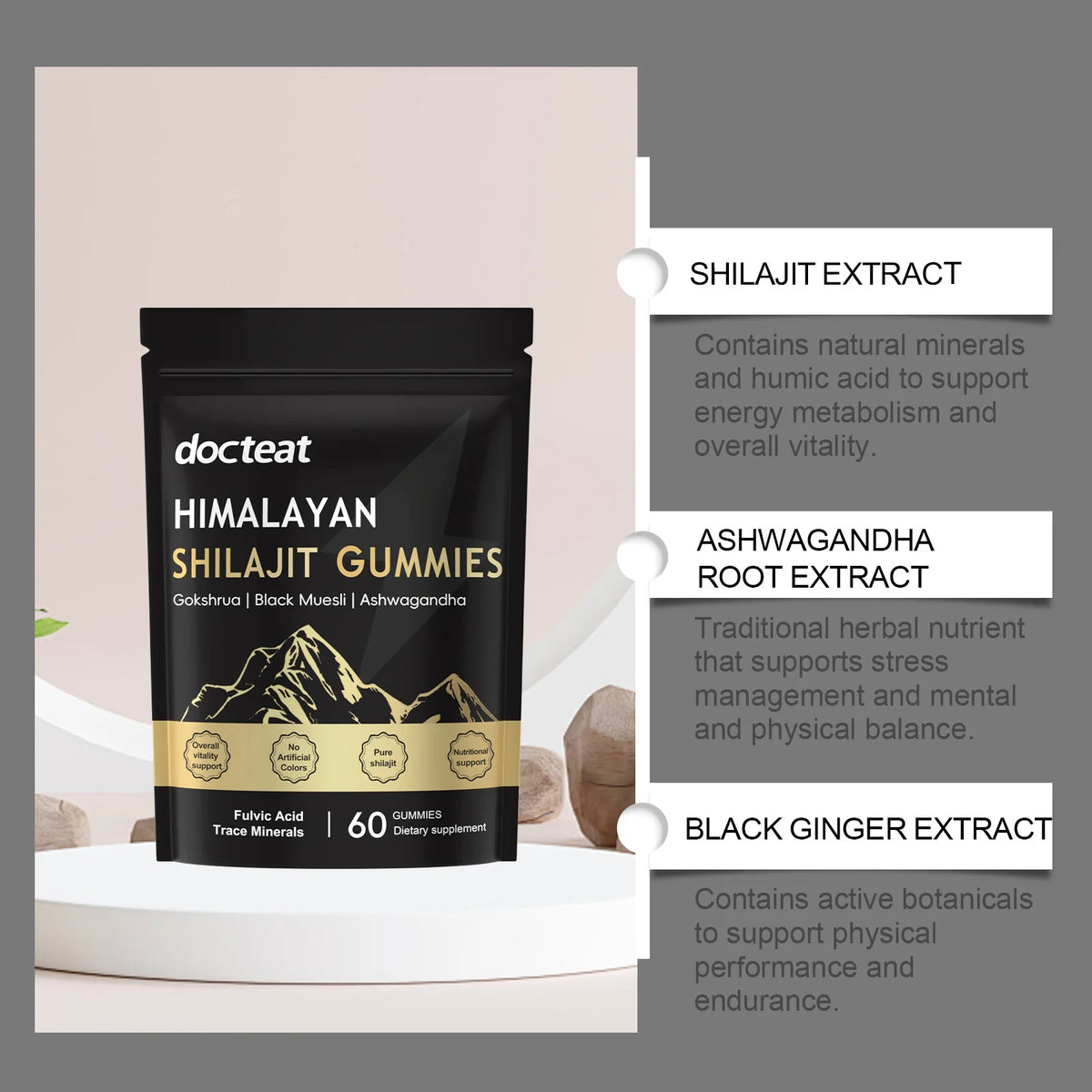 Shilajit, 60 gommes à mâcher – CLEVI Paris