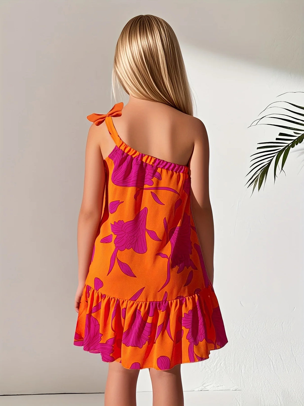 Robe fille tropicale à épaule dénudée – CLEVI Paris