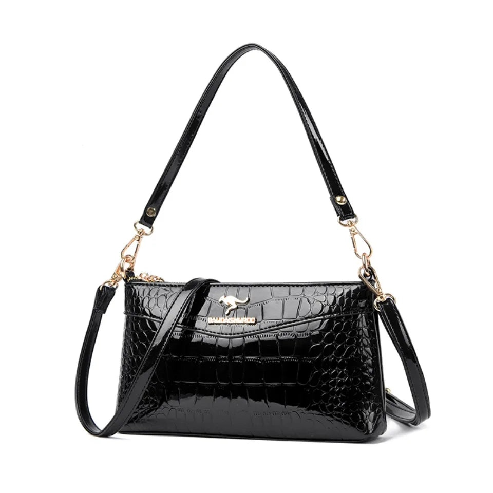 Sac Bandoulière Femme Cuir Verni Motif Croco – CLEVI Paris