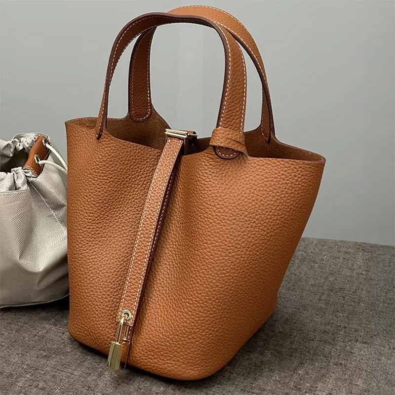 Sac Seau Cuir Togo Véritable Femme 2 Tailles Quincaillerie Or/Argent – CLEVI Paris