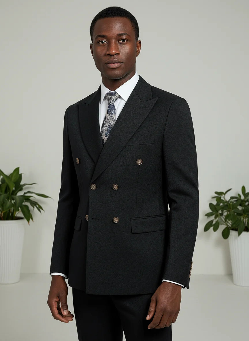 Costume Homme 2 Pièces Luxe Bleu Marine Double Boutonnage Slim Fit Mariage Bureau 4 Saisons XS-4XL – CLEVI Paris