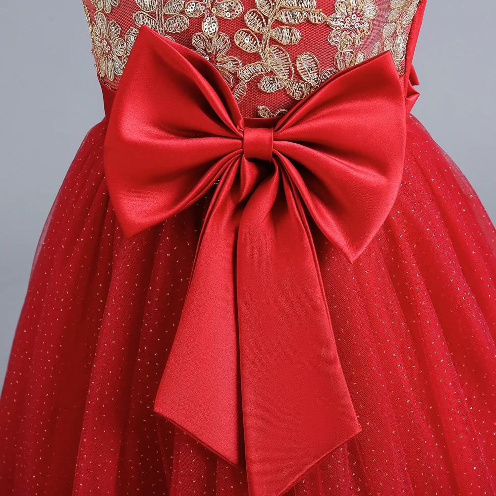 Robe longue de cérémonie fille avec nœud – CLEVI Paris