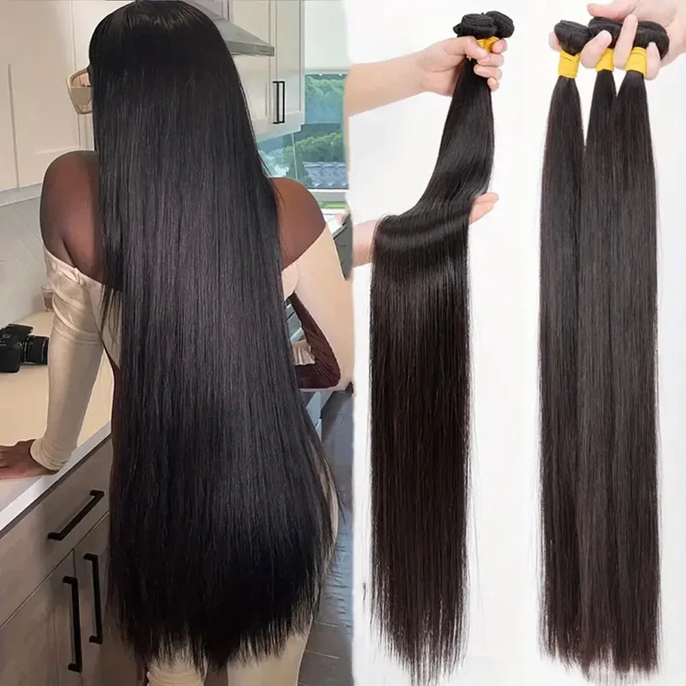 Mèches Bone Straight Remy Hair Noir Naturel – CLEVI Paris