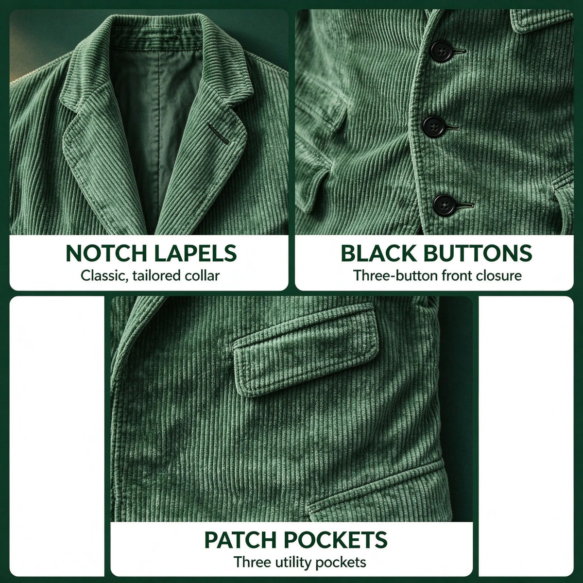 Blazer homme velours côtelé à 3 boutons – CLEVI Paris