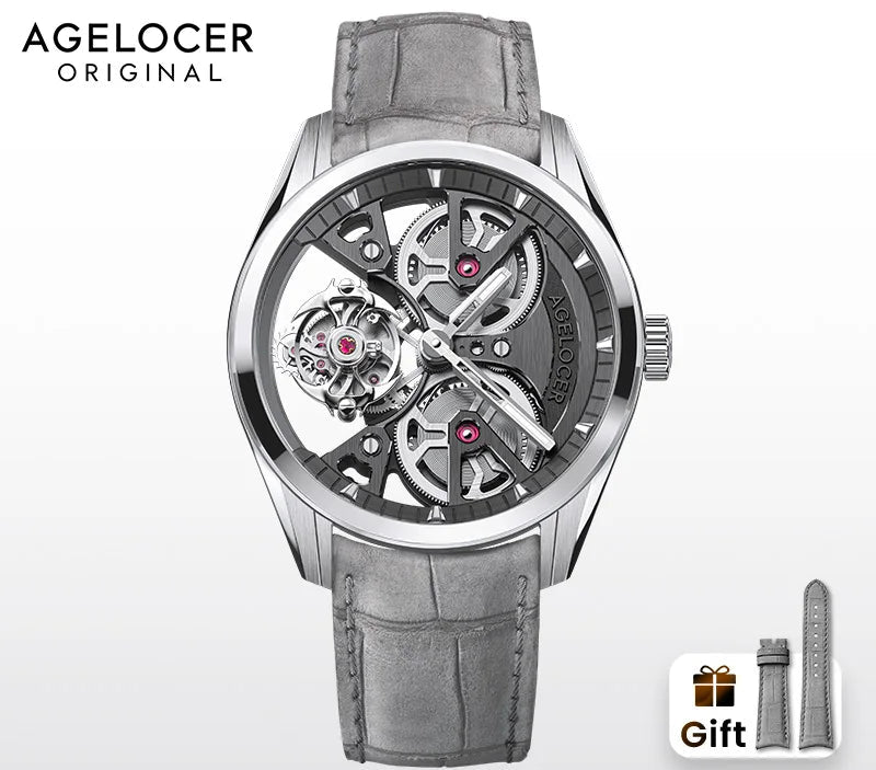Montre Homme Flying Tourbillon Double Barillet Balancier Libre Design Manta Agelocer Cal.A9301 – CLEVI Paris