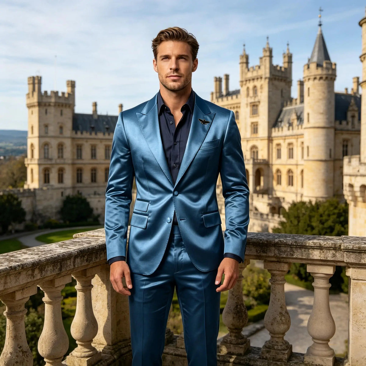 Costume homme 2 pièces en satin – CLEVI Paris