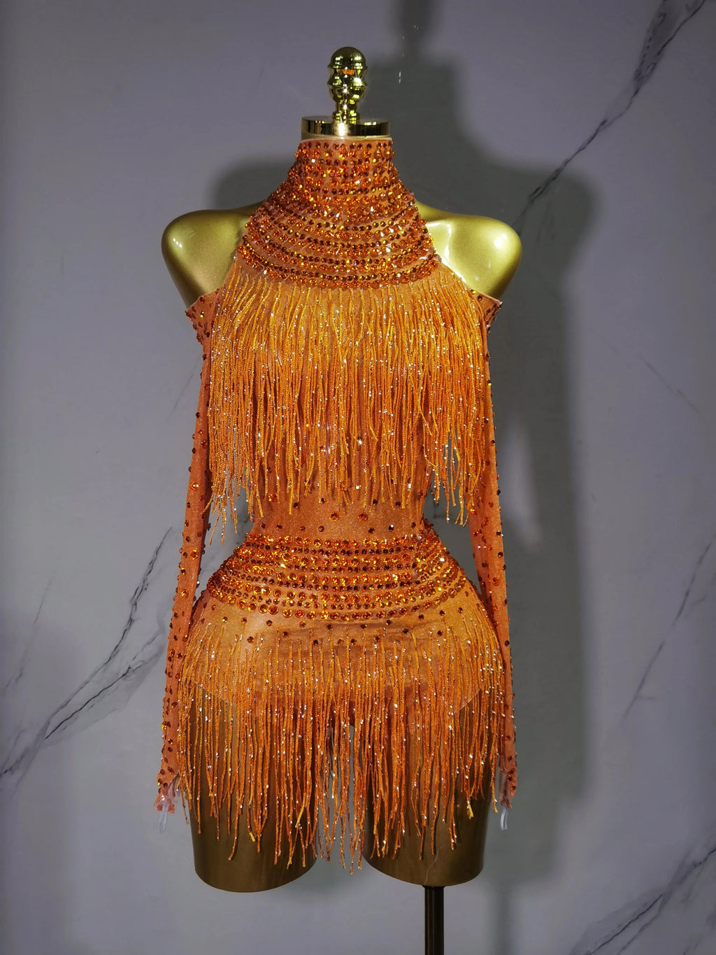 Justaucorps de scène à franges femme – CLEVI Paris