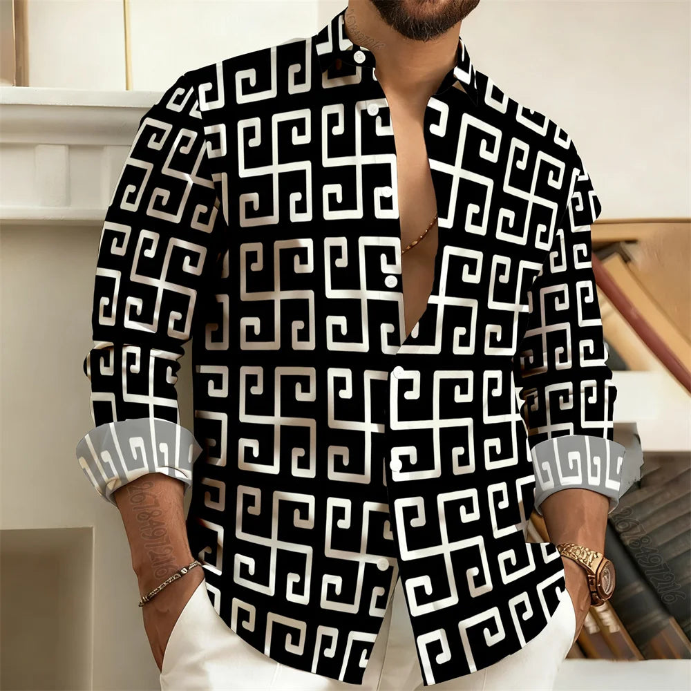 Chemise imprimée homme manches longues – CLEVI Paris