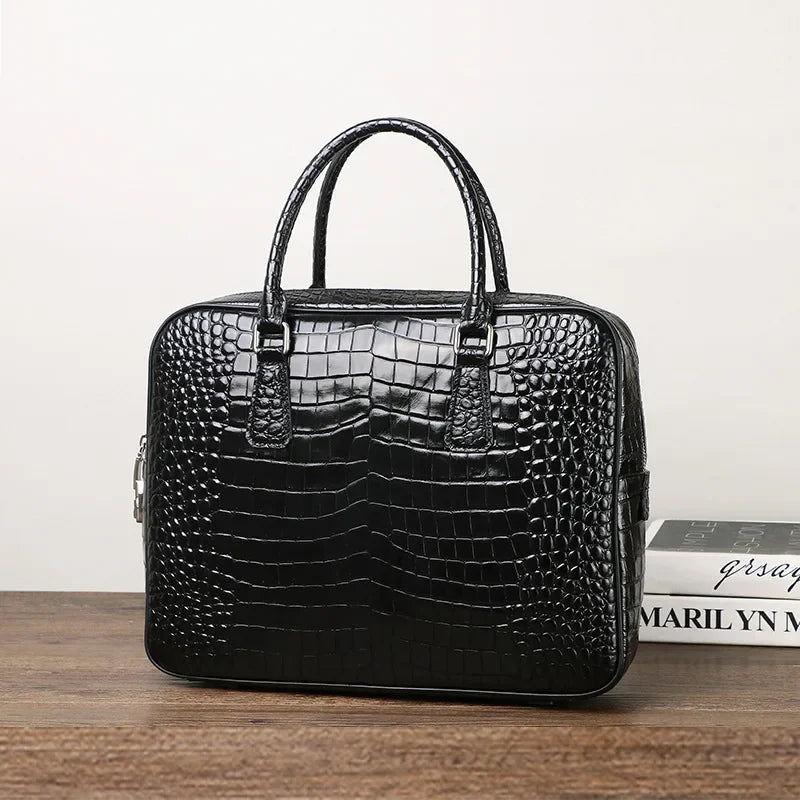 Porte-Documents Homme Cuir Véritable Motif Alligator 14” – CLEVI Paris