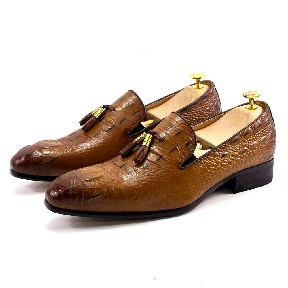 Mocassins homme à pampilles en cuir véritable – CLEVI Paris