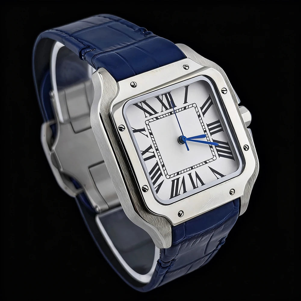 Montre Homme Automatique NH35 Acier 316L Cuir Chiffres Romains 38mm 30M – CLEVI Paris