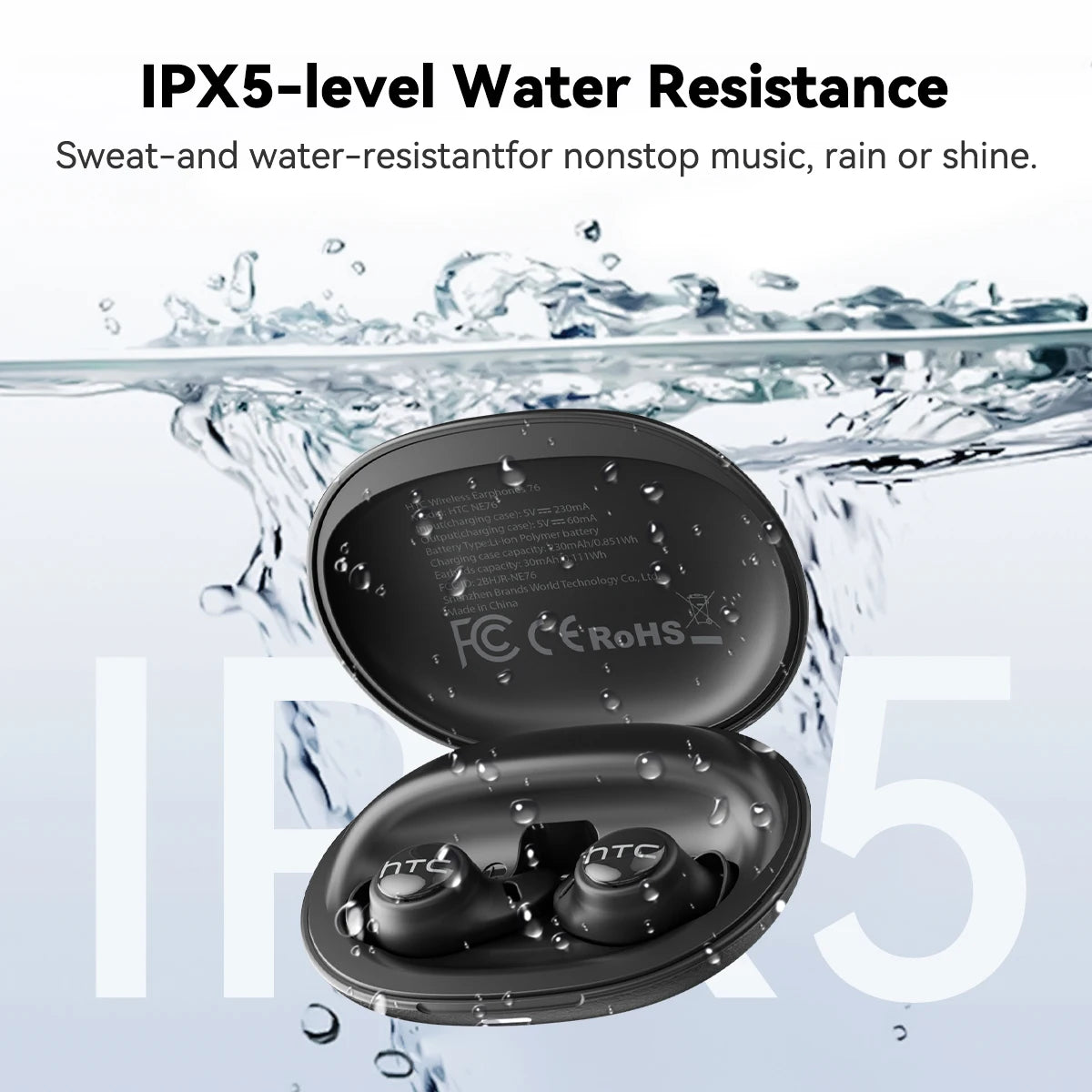 Écouteurs Open-Ear HTC NE76 TWS Bluetooth 6 IPX6 HiFi – CLEVI Paris