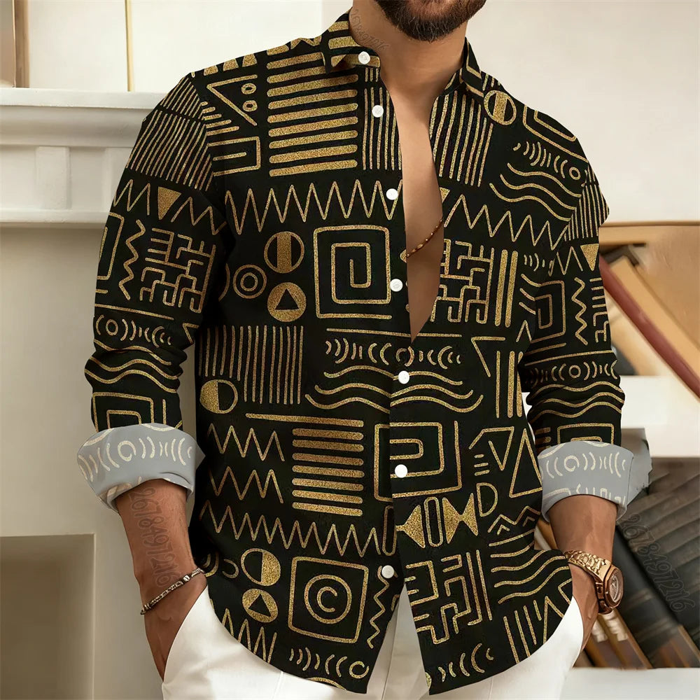 Chemise imprimée homme manches longues – CLEVI Paris