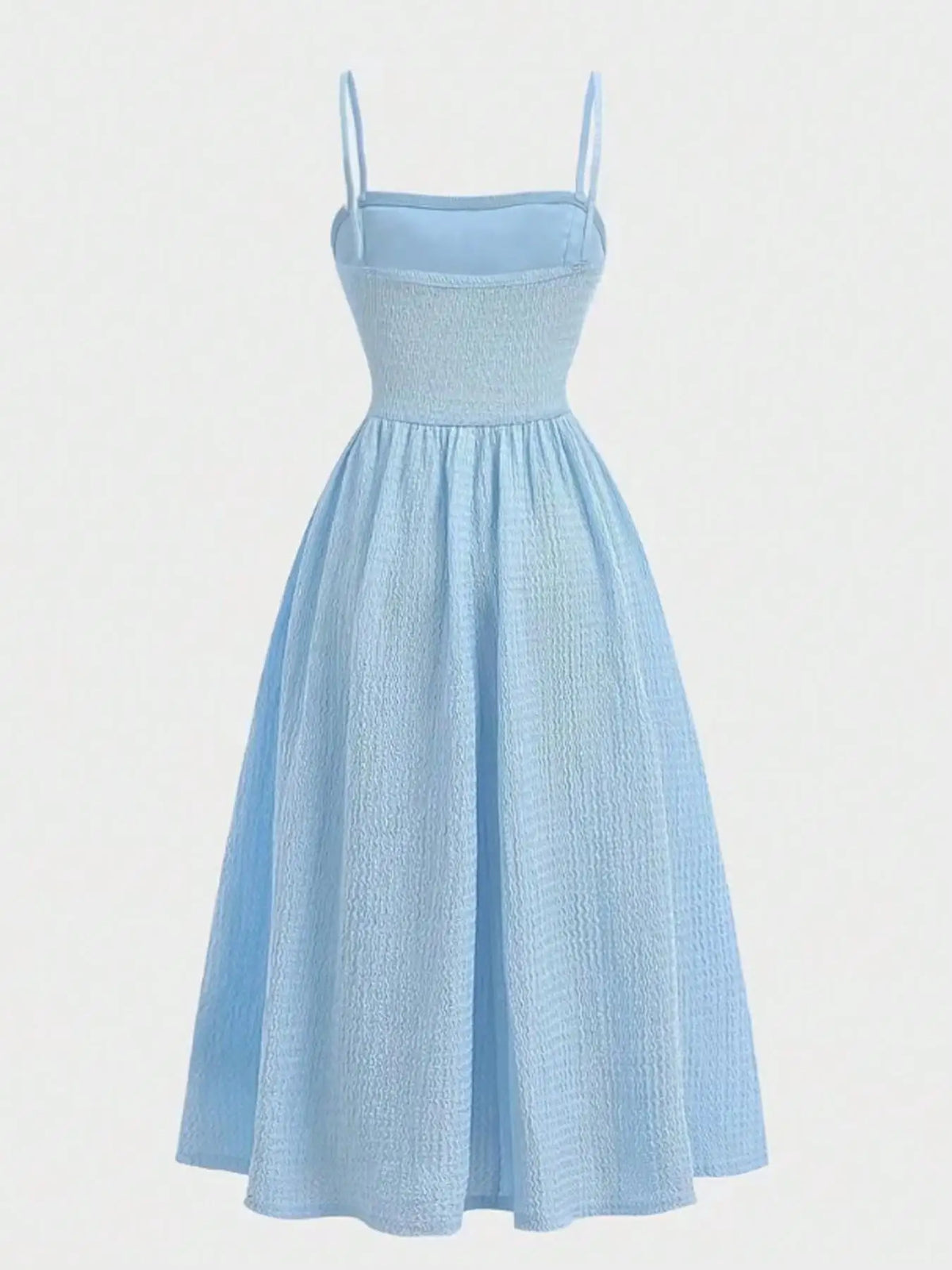 Robe ado bleue à col carré sans manches – CLEVI Paris