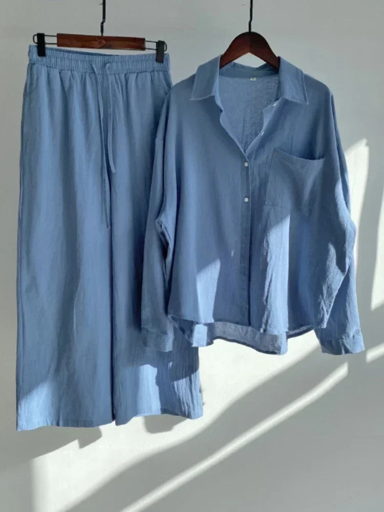 Ensemble 2 pièces femme en coton et lin – CLEVI Paris