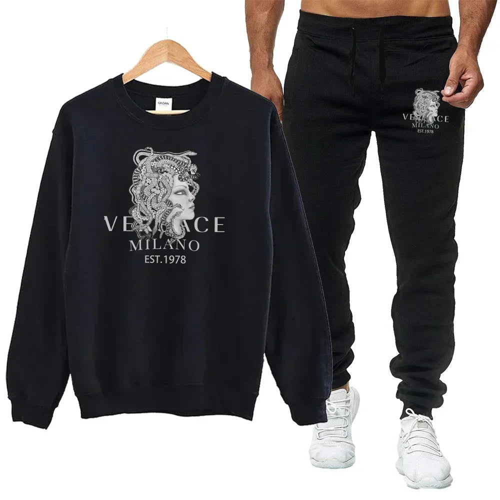 Ensemble Sweatshirt Homme Col Rond Imprimé Style Casual Sport – CLEVI Paris