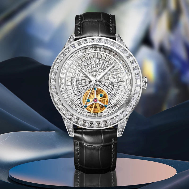 Montre Mécanique Femme & Homme HAEMMER 5037 – Cadran Diamants, Cuir & Automatique | Luxe