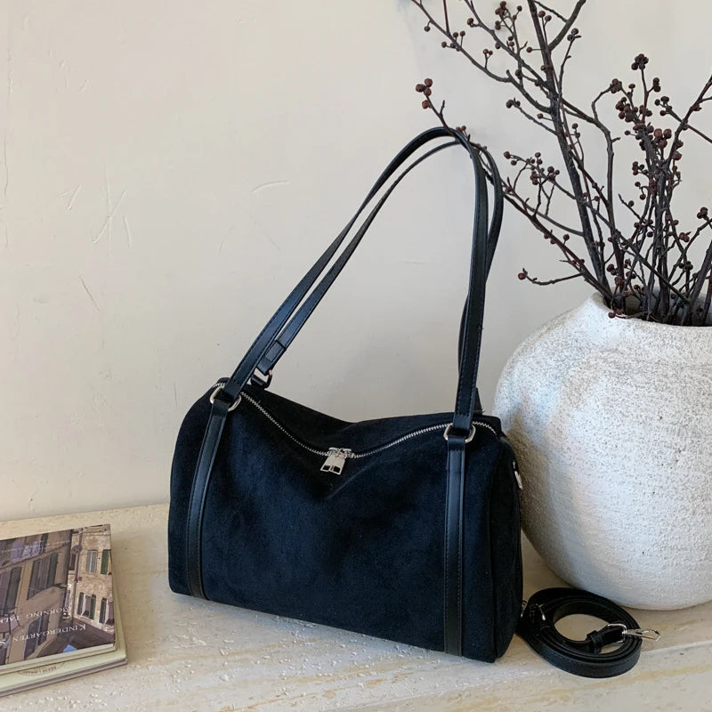 Sac À Main Femme Vintage Forme Coussin Faux Suède Fermeture Zippée – CLEVI Paris