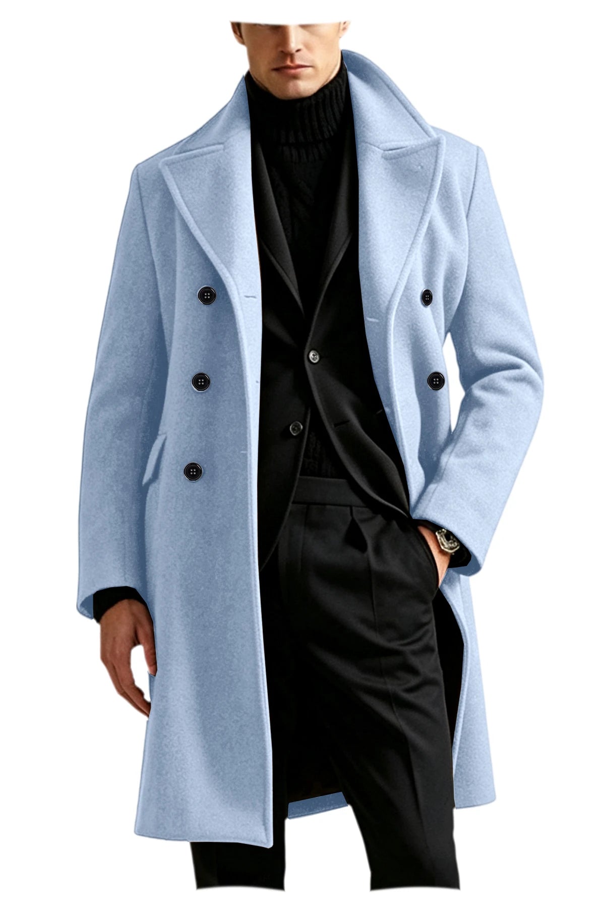 Manteau long homme laine mélangée croisé – CLEVI Paris