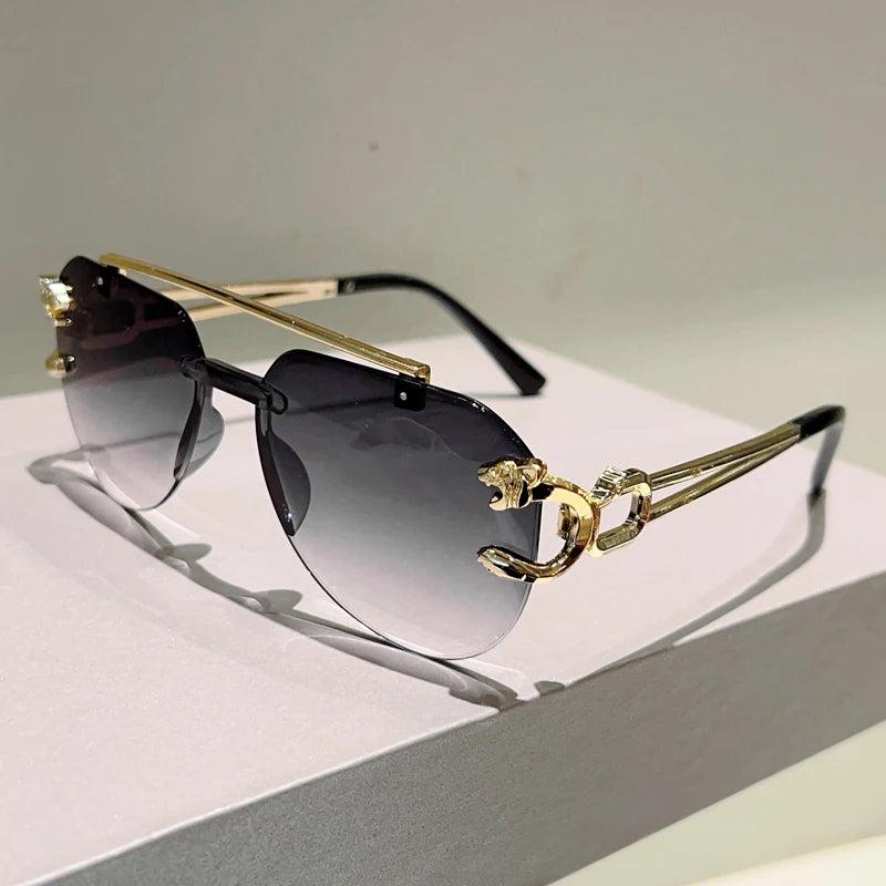 Lunettes de Soleil Aviateur Sans Monture Biseautées Dégradé UV400 Femme – CLEVI Paris
