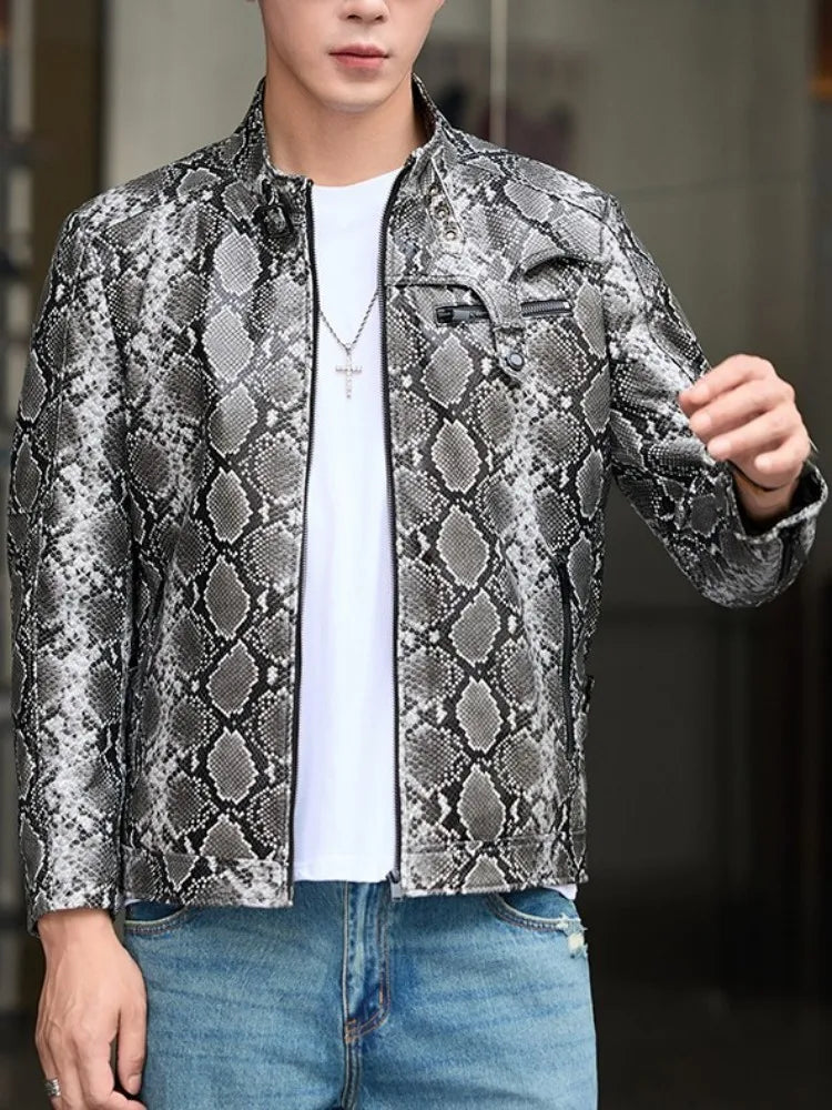 Blouson homme en cuir motif serpent – CLEVI Paris