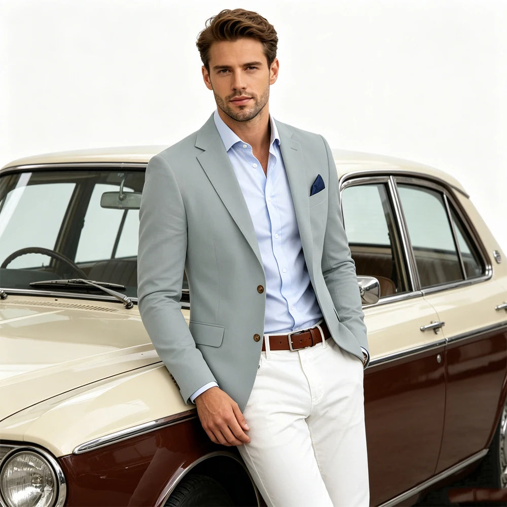 Blazer homme en lin mélangé, 2 boutons – CLEVI Paris