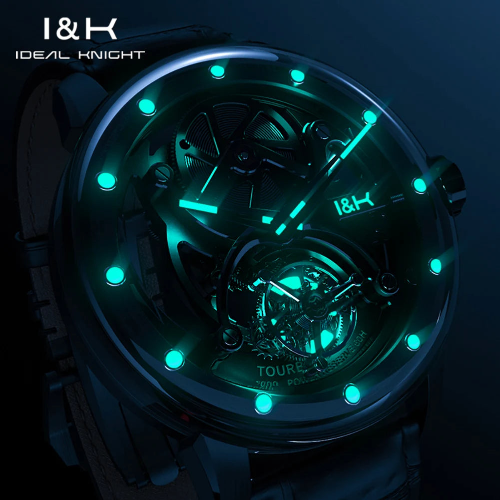 Montre Homme Mécanique Automatique Tourbillon Squelette Acier Inoxydable Verre Saphir Étanche – CLEVI Paris