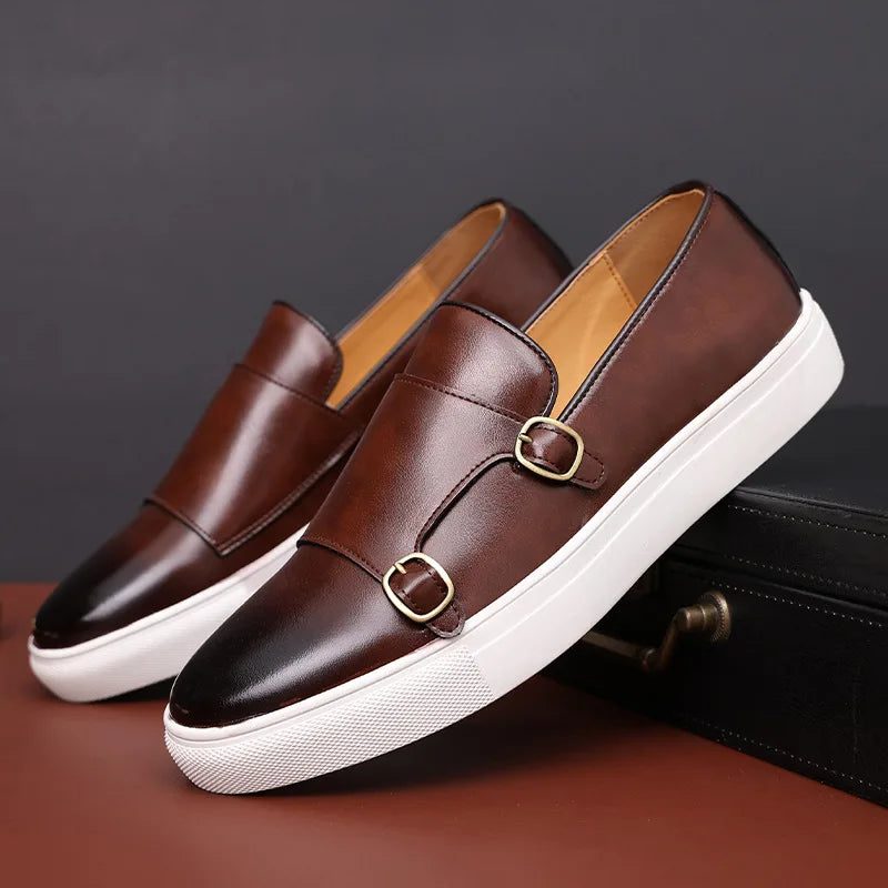 Mocassins Style Britannique Boucle Homme Noir Marron – CLEVI Paris