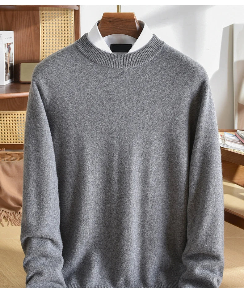 Pull homme en cachemire uni col rond – CLEVI Paris