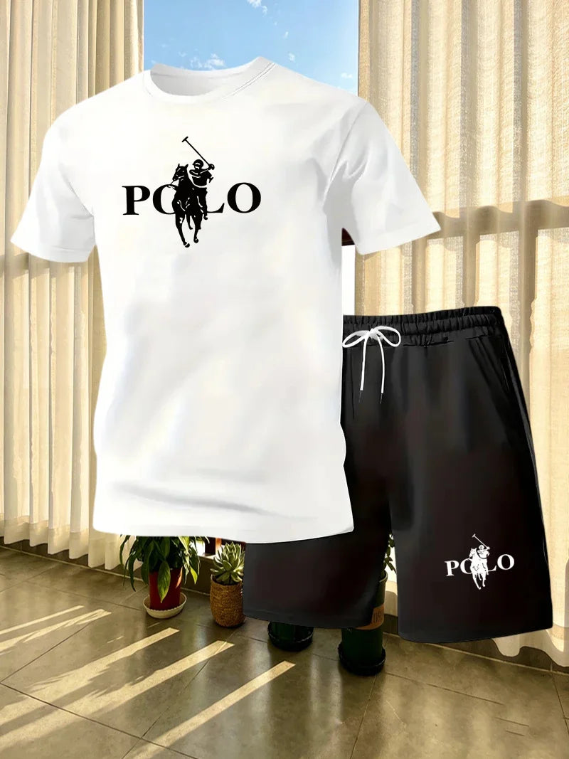 Ensemble homme imprimé t-shirt et short à poches – CLEVI Paris