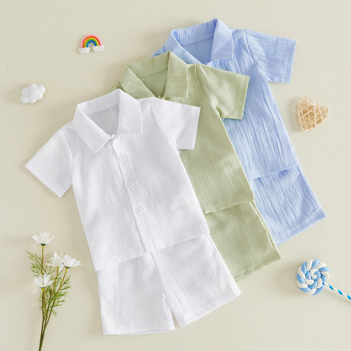 Ensemble garçon chemise texturée et short – CLEVI Paris