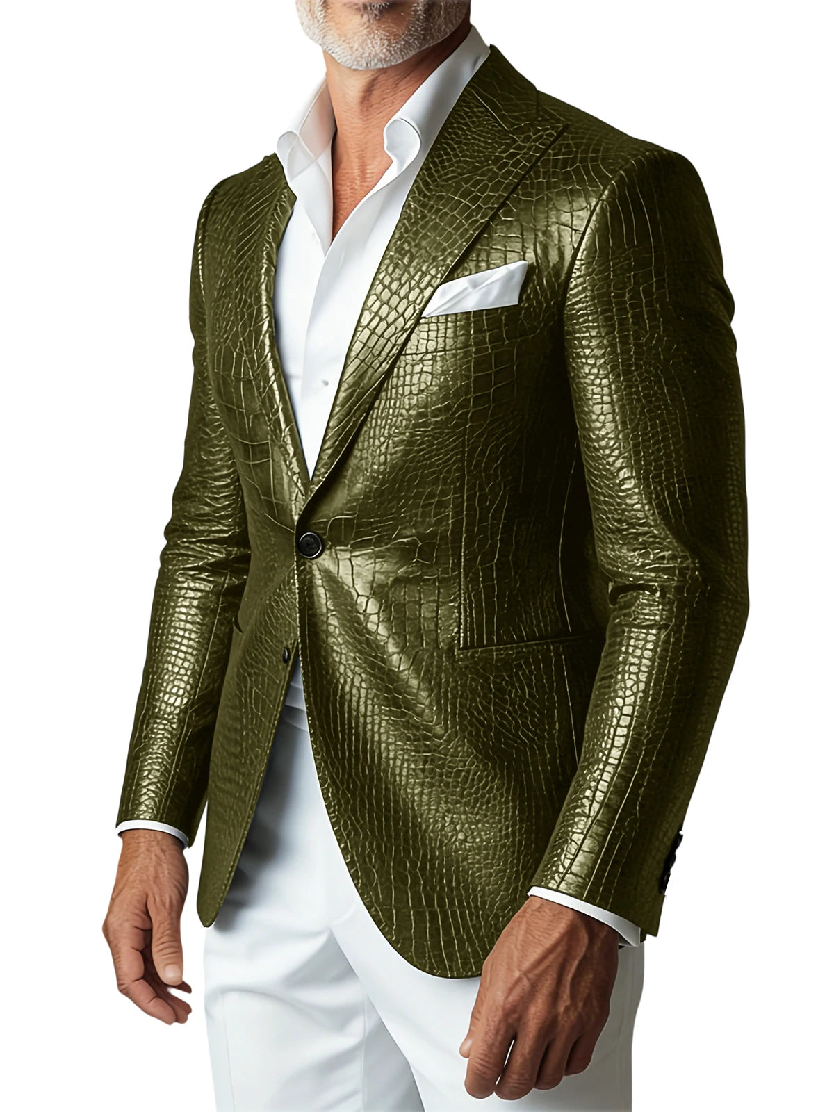 Veste homme en similicuir effet crocodile – CLEVI Paris