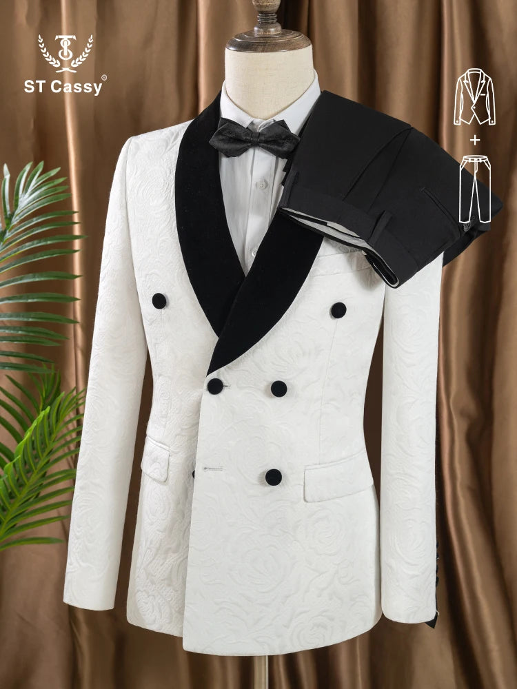 Costume homme blanc 2 pièces, double boutonnage – CLEVI Paris