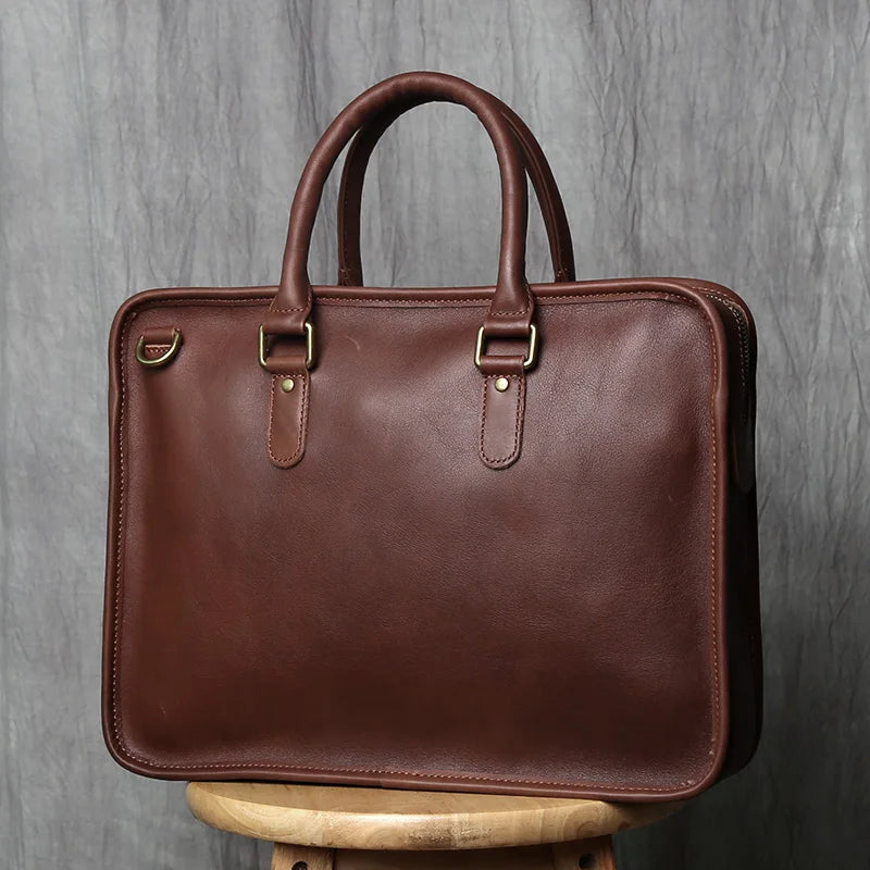 Serviette Homme Cuir Vache Retro Business Laptop 14" 36x8x27cm – CLEVI Paris