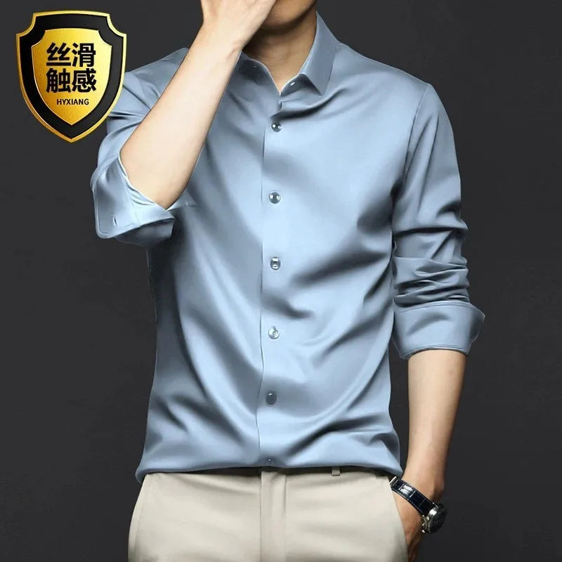 Chemise homme en polyester, col V – CLEVI Paris
