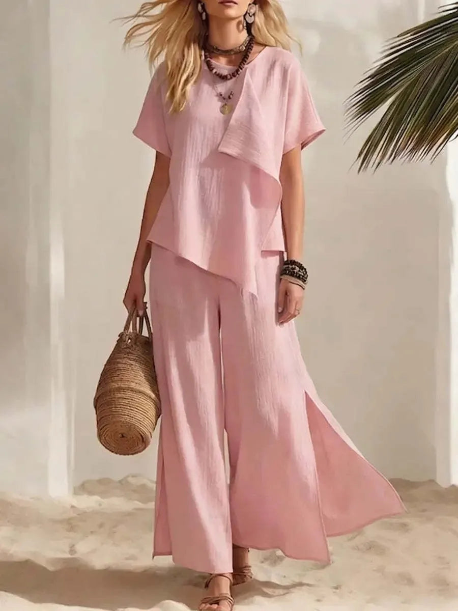 Ensemble femme haut asymétrique et pantalon – CLEVI Paris