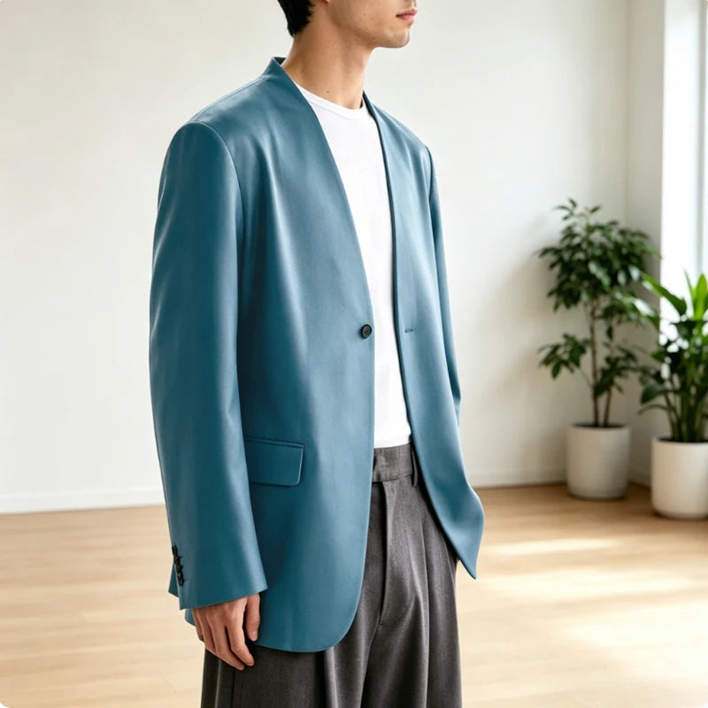 Blazer homme en tweed à chevrons, coupe droite – CLEVI Paris