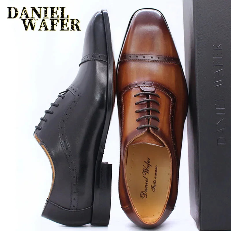 Oxford brogue homme en cuir à lacets – CLEVI Paris
