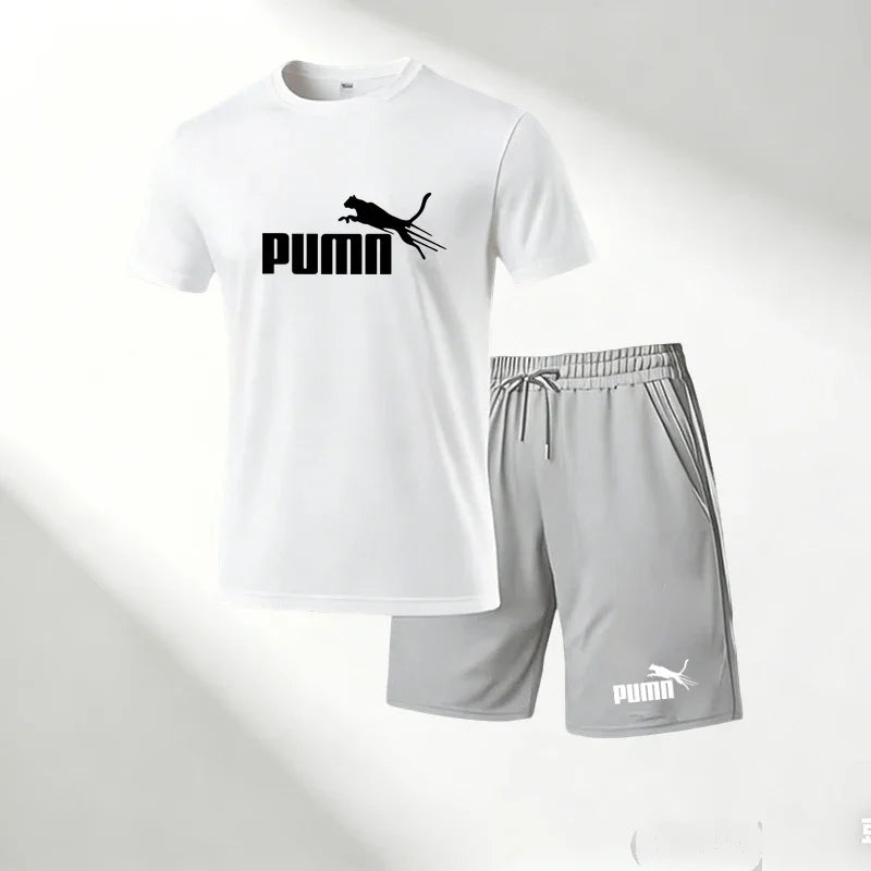 Lot de 2 Ensembles Homme T-Shirt Col Rond + Short Sport Séchage Rapide – CLEVI Paris