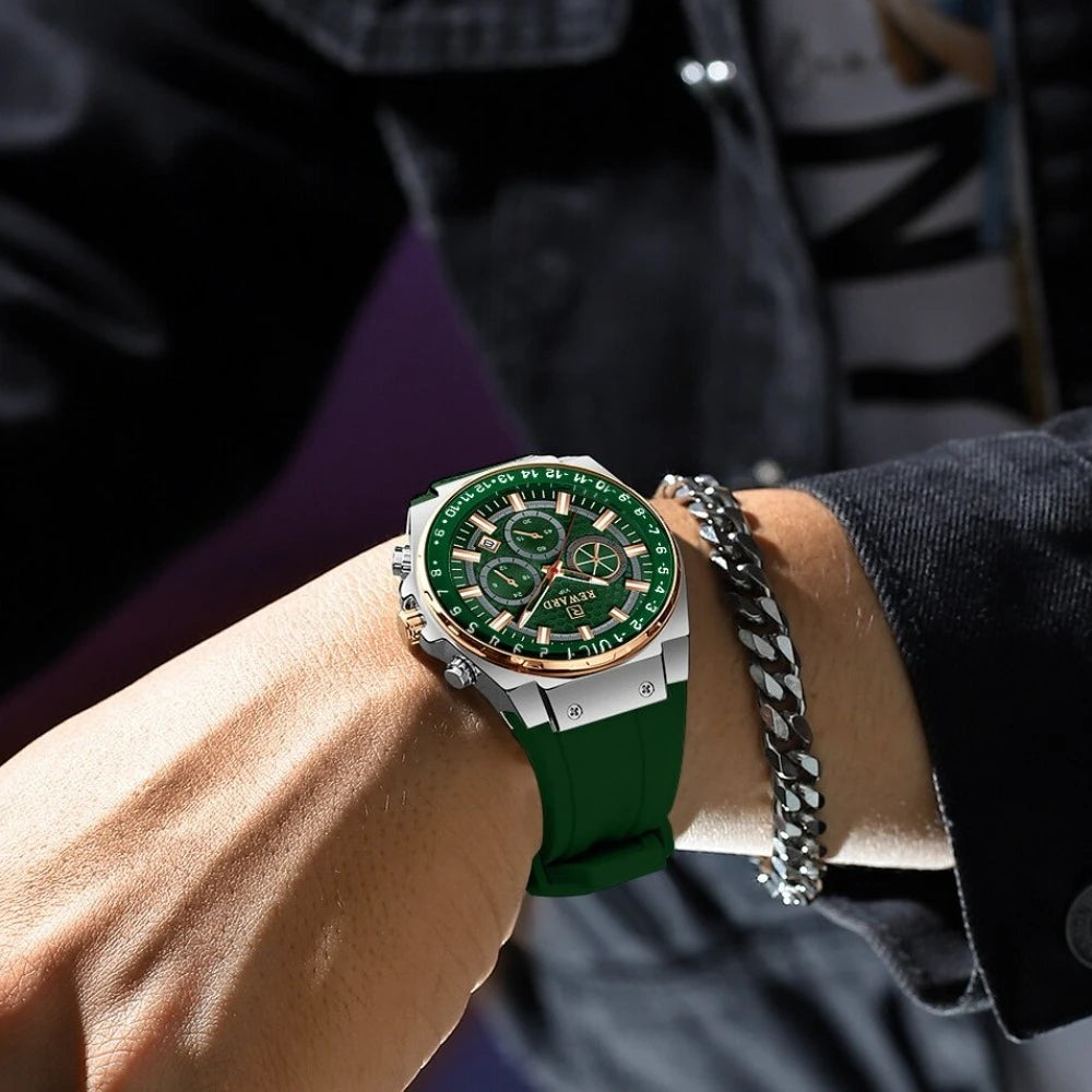 Montre Sport Quartz Chronographe REWARD Homme Silicone – CLEVI Paris