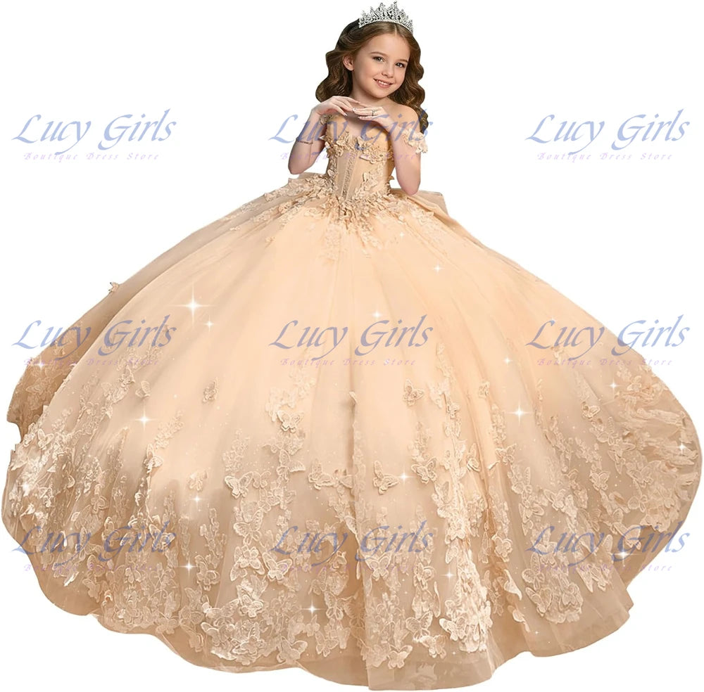 Robe cérémonie fille en tulle et dentelle – CLEVI Paris