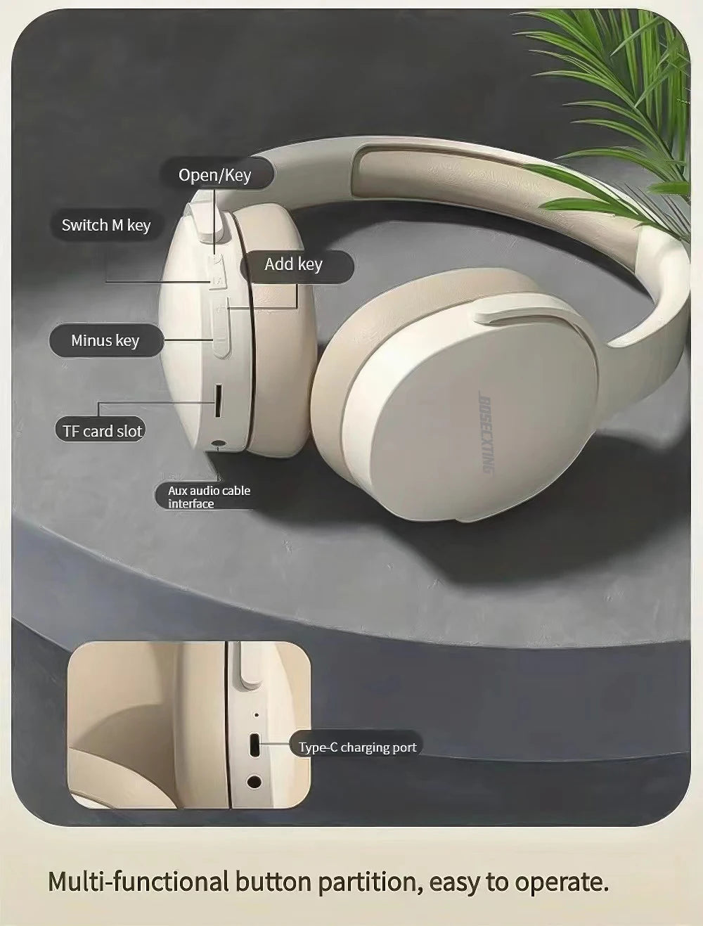 Écouteurs Bluetooth BOSECXTING P2961 HiFi ANC Gaming – CLEVI Paris
