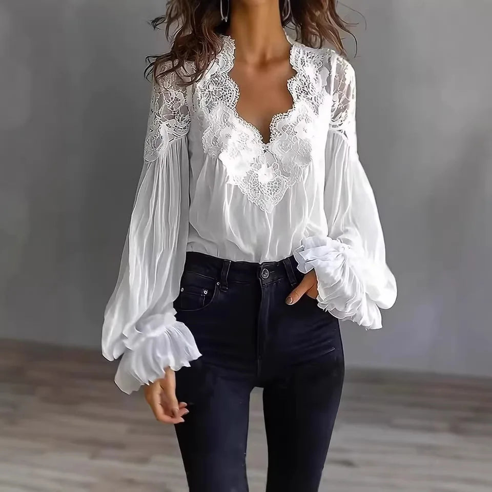 Chemisier Femme Élégant à Manches Bouffantes – CLEVI Paris
